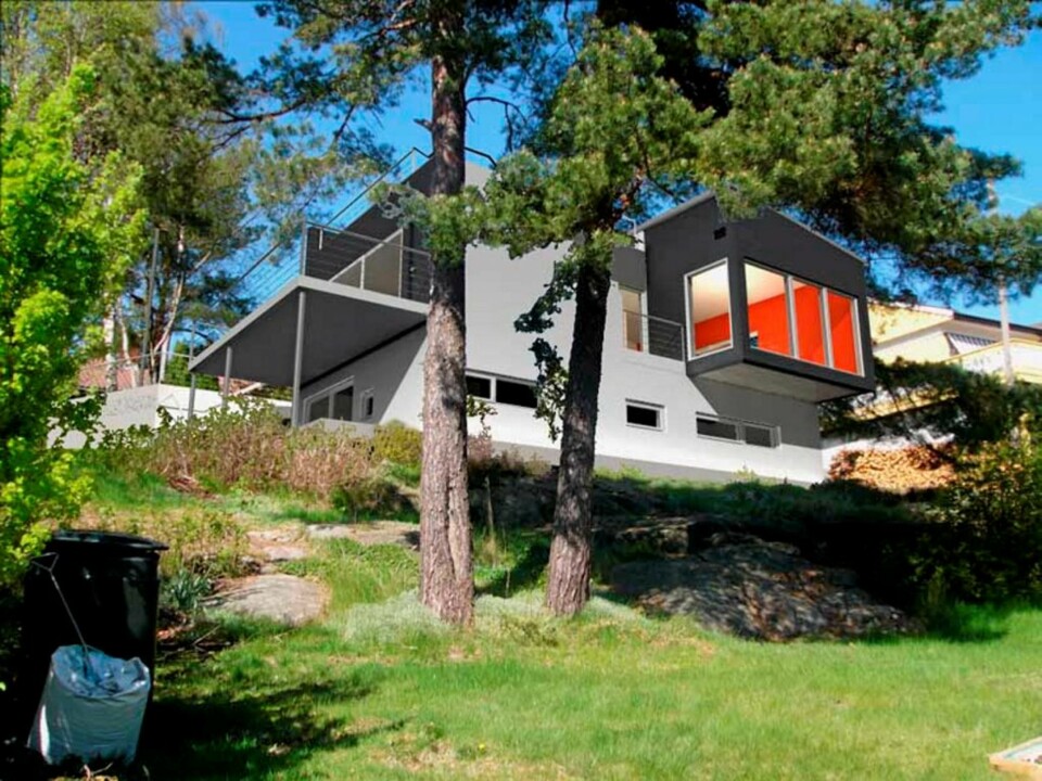 HUSET: Slik vil det ferdige huset ligge i terrenget.