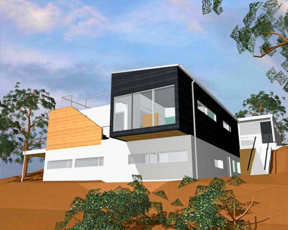DRØMMEN: Visjonen av drømmehuset. (Modell: Meter arkitektur as.)