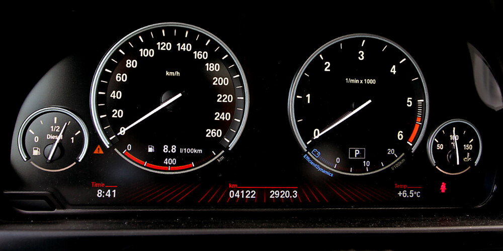 RENT: Det er ikke mye mikkmakk i BMWs instrumentdesign. Her får du all viktig info uten unødvendig pynt. FOTO: Terje Bjørnsen RENT: Det er ikke mye mikkmakk i BMWs instrumentdesign. Her får du all viktig info uten unødvendig pynt. FOTO: Terje Bjørnsen