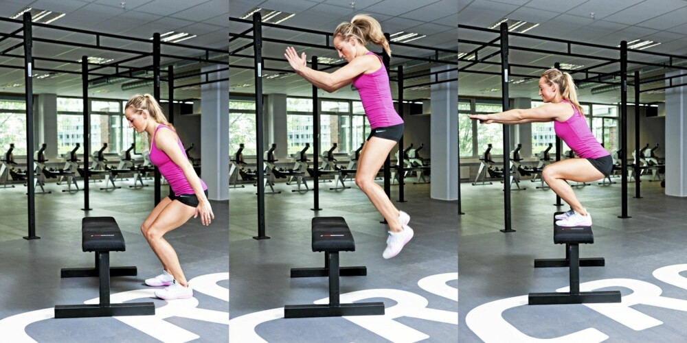 ØVELSE 6: Box jump, posisjon 1, 2 og 3. ØVELSE 6: Box jump, posisjon 1, 2 og 3.