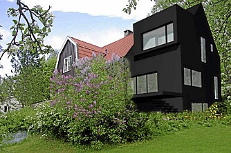 TILBYGG: Villa med moderne tilbygg ved Morfeus Arkitekter