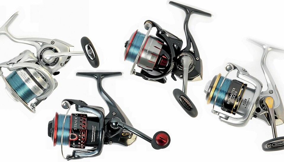 TERNINGKAST SEKS: Daiwa Caldia 3000, Shimano Biomaster 2500 FB, Shimano Stradic C14 F og Daiwa Ballistic 2500SH.
