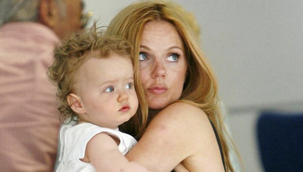 LILLE MADONNA: Geri Halliwell fra 90-tallsbandet Spice Girls med sin lille datter Bluebell Madonna. I Norge er det fem stykker som heter Madonna.