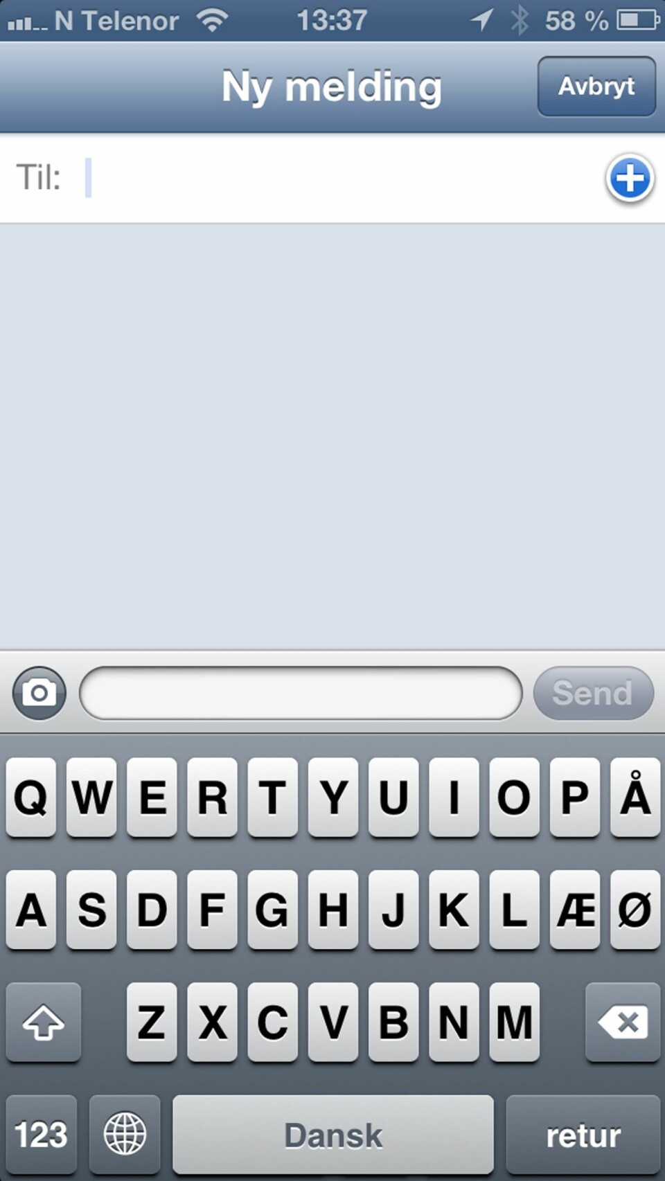 SPRÅK: Du kan legge til flere tastaturspråk. Her ser du vi har byttet til dansk.