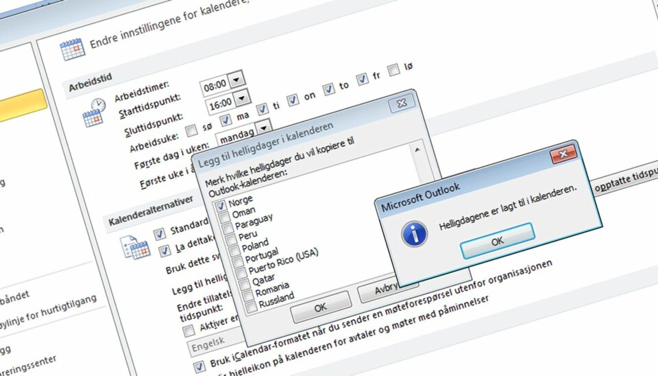 Slik får du lagt til fri- og helligdager i Microsoft Outlook