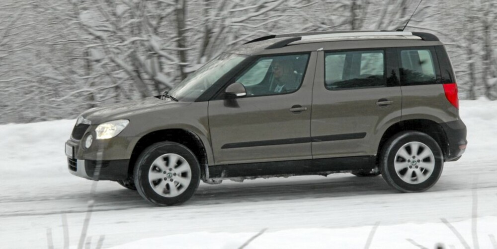 FIN VINTERBIL: Yeti med tohjulsdrift klarer seg helt utmerket på vinterføre - så lenge du ikke forventer 4x4-egenskaper. FIN VINTERBIL: Yeti med tohjulsdrift klarer seg helt utmerket på vinterføre - så lenge du ikke forventer 4x4-egenskaper.