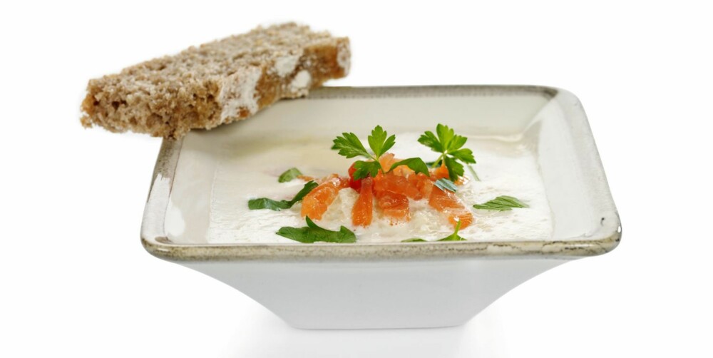 CAULIFLOWER SOUP: With crème fraîche, smoked salmon and fresh herbs. CAULIFLOWER SOUP: With crème fraîche, smoked salmon and fresh herbs.