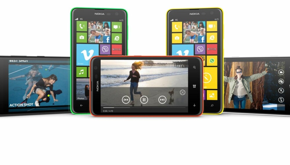 FARGERIK: Nokia Lumia 625 kommer i mange farger.