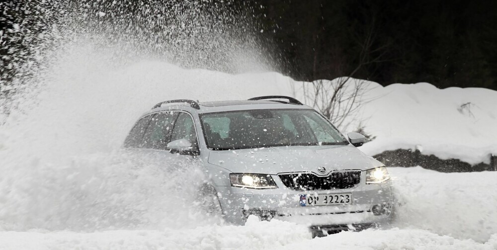 TÅLER EN TRØKK: Skoda Octavia 4x4 er ikke redd for dårlig underlag eller røffe føreforhold. TÅLER EN TRØKK: Skoda Octavia 4x4 er ikke redd for dårlig underlag eller røffe føreforhold.