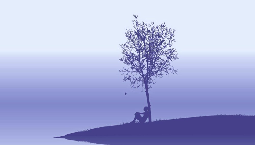 lonely  woman sits under a tree Illustrasjoner Minnelunden Klikk/foreldre/barnimagen