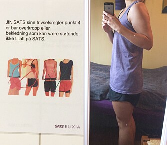 TRIVSELSREGLER: Eline Wærp (24) er usikker på både om og hvorfor treningsklærne hennes kan virke «støtende» på treningssenteret sitt.