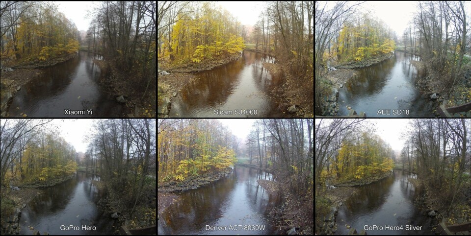 TESTBILDER: Her kan du se bilde av samme motiv fra hvert av kameraene i testen, samt vår referansemodell GoPro Hero 4 Silver.