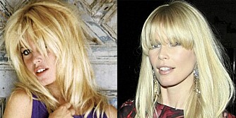 LIKE VAKRE: Claudia Sciffer har en slående likhet med 70-tallets store sexsymbol, Brigitte Bardot.