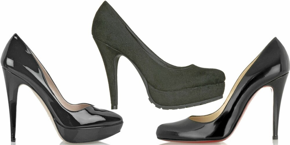 FRA VENSTRE: Miu Miu (kr 3400), Din Sko (kr 399), Christian Louboutin (kr 3480). FRA VENSTRE: Miu Miu (kr 3400), Din Sko (kr 399), Christian Louboutin (kr 3480).