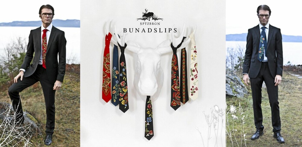 SYV ULIKE SLIPS: Per i dag kan man få kjøpt syv ulike slips inspirert av de fem mest solgte kvinnebunadene.
