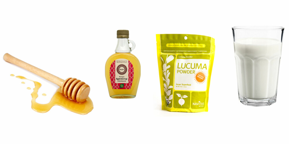 NATURLIG SØTNING: Honning har ikke en standard kjemisk struktur, men er en vannløsning av varierende mengder druesukker (glukose), fruktsukker (fruktose) og vanlig sukker (sukrose). Agave er omtrent 25 prosent søtere enn vanlig sukker, men påvirker blodsukkeret svært lite. Dette skyldes at agave for det meste inneholder fruktose (fruktsukker). Lucuma har et lavt syreinnhold og lite sukker og derfor påvirkes blodsukkernivået minimalt. Laktose er en del mindre søt enn sukker og har en lavere GI. Det bidrar til at meieriprodukter har en lav GI. Selv om melk som regel gir lav GI, kan den bidra med både mye karbohydrat (melkesukker) og fett. NATURLIG SØTNING: Honning har ikke en standard kjemisk struktur, men er en vannløsning av varierende mengder druesukker (glukose), fruktsukker (fruktose) og vanlig sukker (sukrose). Agave er omtrent 25 prosent søtere enn vanlig sukker, men påvirker blodsukkeret svært lite. Dette skyldes at agave for det meste inneholder fruktose (fruktsukker). Lucuma har et lavt syreinnhold og lite sukker og derfor påvirkes blodsukkernivået minimalt. Laktose er en del mindre søt enn sukker og har en lavere GI. Det bidrar til at meieriprodukter har en lav GI. Selv om melk som regel gir lav GI, kan den bidra med både mye karbohydrat (melkesukker) og fett.