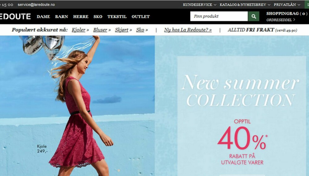 TEST AV NETTBUTIKKER: Test av La Redoute sin nettbutikk. TEST AV NETTBUTIKKER: Test av La Redoute sin nettbutikk.
