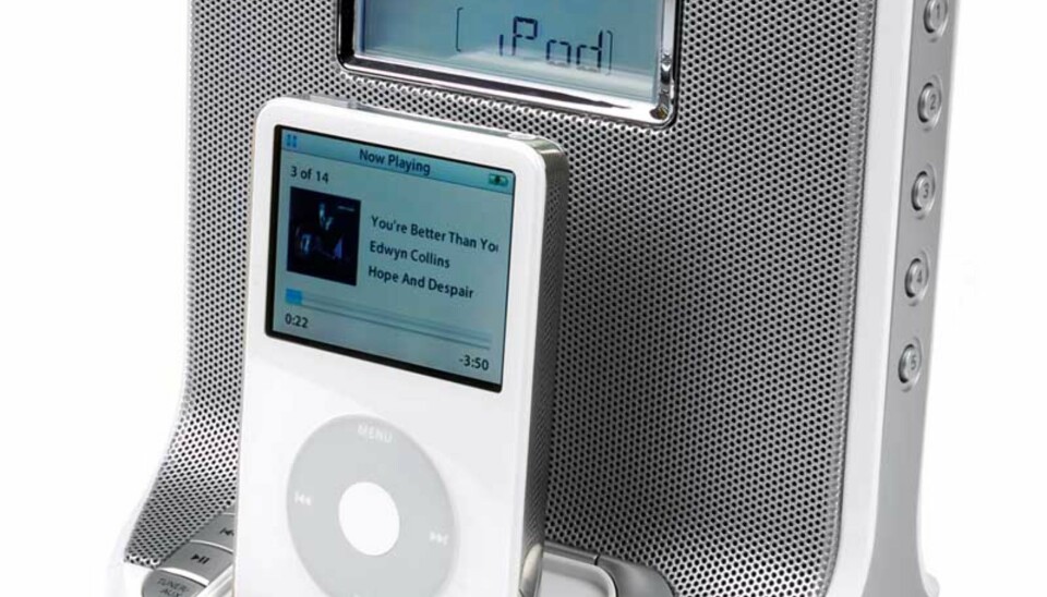 Her er iPod-anlegget som du også kan bruke som vekkerklokke.