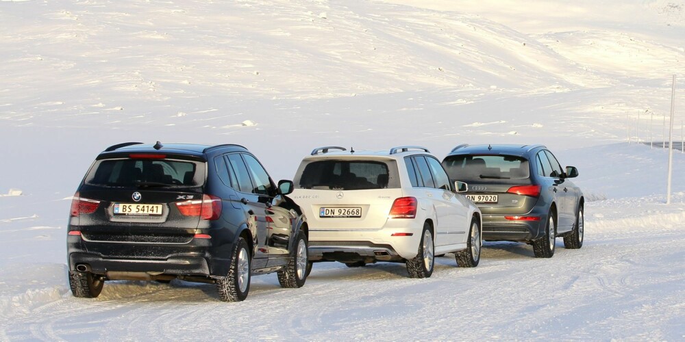 TRE I TEST:BMW X3, Mercedes-Benz GLK og Audi Q5. FOTO: Petter Handeland