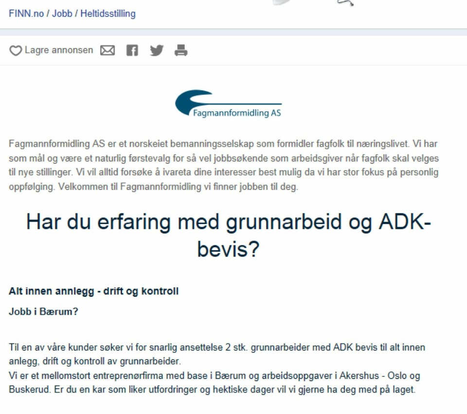 KJØNNET ANNONSE: Her søkes det etter 'en kar som liker utfordringer'.