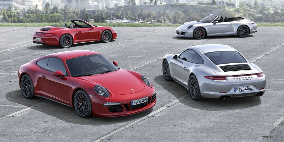 Hele 911 GTS-familien. FOTO: Porsche