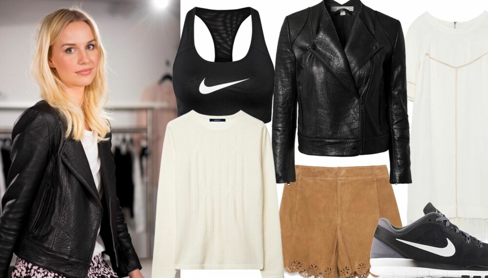 KARINES FAVORITTER: Skinnshorts fra Zara, kr 799. Hvit kjole med frynser fra Zara, kr 559.Skinnjakke fra Dagmar, kr 5995. Nike Free 5.0 TR Fit 5 fra Nelly.com, kr 1195. Genser fra Gant, kr 1200. KARINES FAVORITTER: Skinnshorts fra Zara, kr 799. Hvit kjole med frynser fra Zara, kr 559.Skinnjakke fra Dagmar, kr 5995. Nike Free 5.0 TR Fit 5 fra Nelly.com, kr 1195. Genser fra Gant, kr 1200.