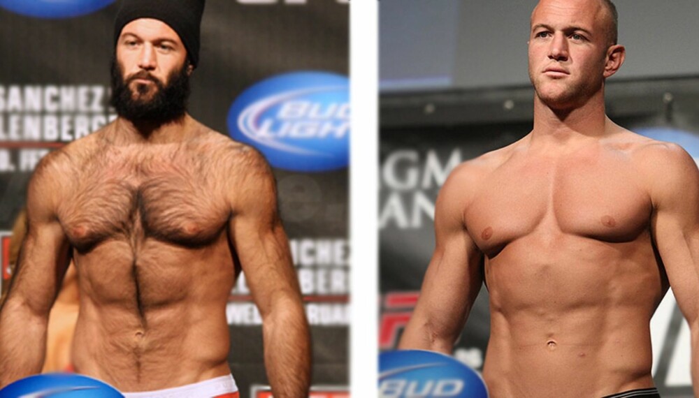 HÅR ELLER IKKE HÅR: Jo, det er samme mannen. UFC-slåsskjempe Dave Herman vet å leke seg med kroppshårtrendene. Hvilken look går du for - huleboer eller glattbarbert?