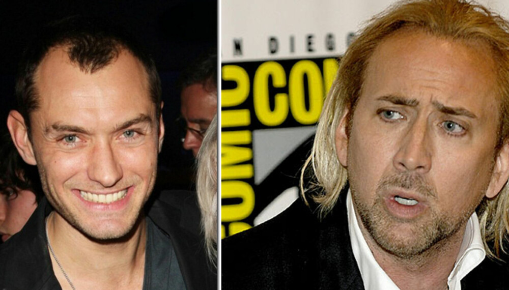 HÅRTABBER: Både Jude Law og Nicholas Cage ender opp med å se eldre ut enn de egentlig er på grunn av sine uheldige hårvalg.