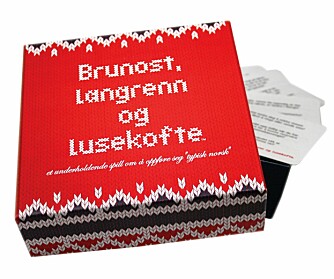 VINN SPILL: Du kan vinne spillet "Brunost, langrenn og lusekofte". Spillet er laget av det svenske firmaet "Kylskåpspoesi".