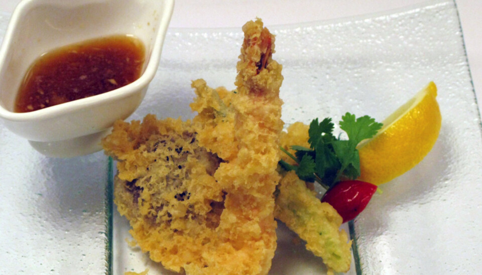 SPRØ SNACKS: Tempura med tradisjonell japansk dip, laget av kjøkkensjef Lund Cheung på restauranten Nodee.