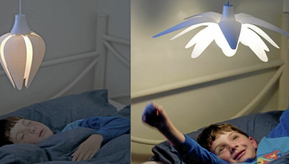 Lampen reguleres til leggetid og oppvåkning