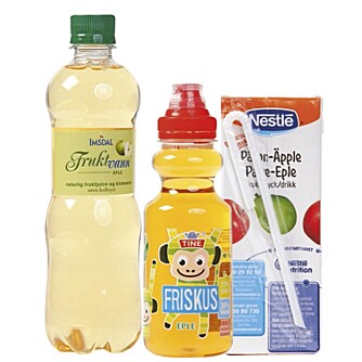 3 SEKSERE: Best ut i testen kommer drikkene som er en blanding av juice og vann. Disse inneholder mindre sukker enn resten av utvalget, og barnet får også i seg vitaminer og antioksidanter fra juicen.