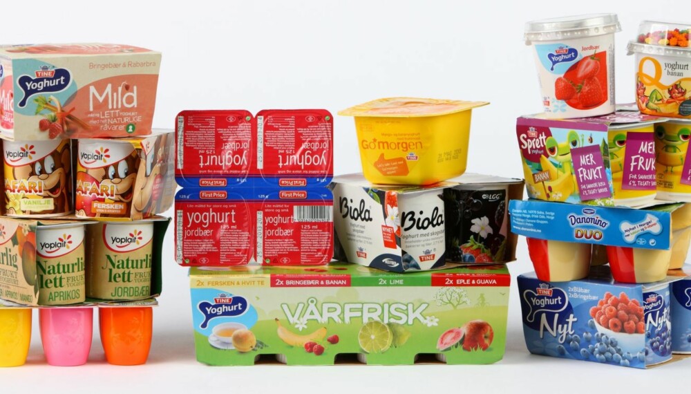 STORTEST: 12 yoghurter er satt under lupa i denne testen, som viser store  forskjeller i næringsinnholdet.