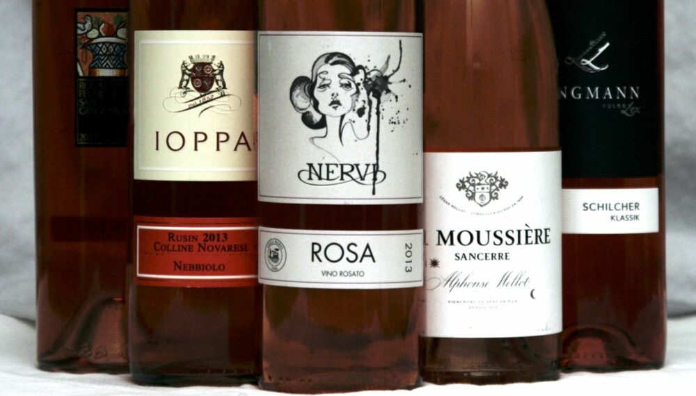 TEST AV ROSÉVIN: Vinene har farge fra blekt løkskall til dyp rosa.