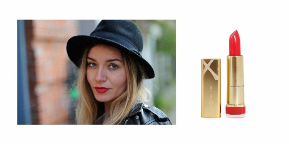 RØDE LEPPER: Hanne Tørseth er glad i rød leppestift. Denne Colour Elixir Lipstick fra Max Factor koster 125 kroner. 