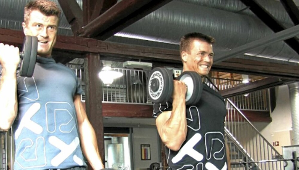 FITNESS: - Hvis ikke du tør å utfordre musklene dine, kan du like gjerne ta en joggetur, mener fitnessutøver Jan Strøm (t.v.) og Tore Kværnmo. FITNESS: - Hvis ikke du tør å utfordre musklene dine, kan du like gjerne ta en joggetur, mener fitnessutøver Jan Strøm (t.v.) og Tore Kværnmo.