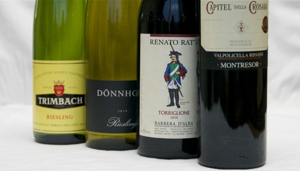 VIN TIL JULEMAT: Disse fire vinene dekker opp absolutt alt du trenger, bortsett fra dessertene.