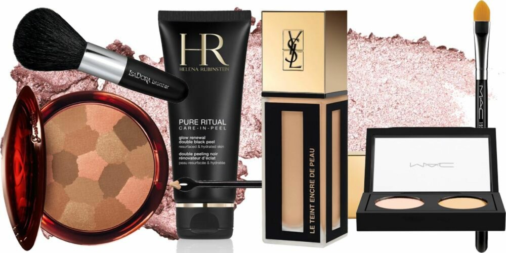 PUDDER: Terracotta Light Sheer Bronzing Powder fra Guerlain, kr 455. Bronzing Powder Brush fra Isadora, kr 129. Pure Ritual Care-in-peel fra Helena Rubinstein, kr 520. Le Teint Encre de Peau fra YSL, kr 440. Studio Finish Concealer Duo, kr 260, og Concealer Brush, kr 235, begge fra Mac. PUDDER: Terracotta Light Sheer Bronzing Powder fra Guerlain, kr 455. Bronzing Powder Brush fra Isadora, kr 129. Pure Ritual Care-in-peel fra Helena Rubinstein, kr 520. Le Teint Encre de Peau fra YSL, kr 440. Studio Finish Concealer Duo, kr 260, og Concealer Brush, kr 235, begge fra Mac.