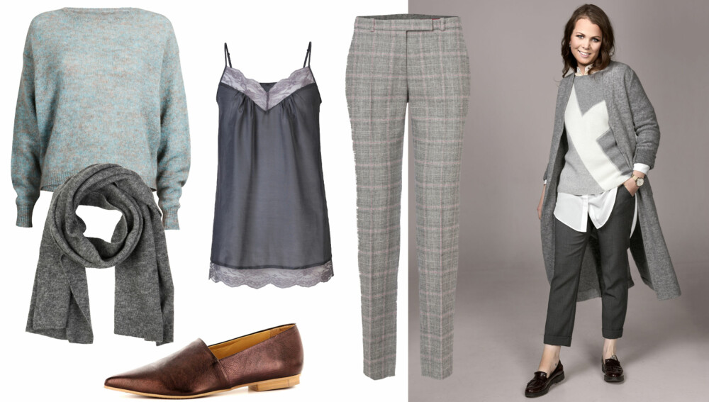 HVERDAGSFIN: Hilde har på seg: Skjorte fra Never Denim, kr 499. Genser fra Tommy Hilfiger, kr 1600. Cardigan fra Gina Tricot, kr 699. Bukse fra Lindex, kr 399. Sko fra Eurosko, kr 699. Øredobber fra Maria Zabel, kr 3000. Klokke fra Dyrbrg/Kern, kr 1699. Ring fra Dyrberg/Kern, kr 609. PLUKK: Genser fra BikBok, kr 799. Skjerf fra Samsøe Samsøe, kr 899. Nukse fra Hugo Boss, kr 1899. Loafers fra Sapatos Premium, kr 1295. HVERDAGSFIN: Hilde har på seg: Skjorte fra Never Denim, kr 499. Genser fra Tommy Hilfiger, kr 1600. Cardigan fra Gina Tricot, kr 699. Bukse fra Lindex, kr 399. Sko fra Eurosko, kr 699. Øredobber fra Maria Zabel, kr 3000. Klokke fra Dyrbrg/Kern, kr 1699. Ring fra Dyrberg/Kern, kr 609. PLUKK: Genser fra BikBok, kr 799. Skjerf fra Samsøe Samsøe, kr 899. Nukse fra Hugo Boss, kr 1899. Loafers fra Sapatos Premium, kr 1295.