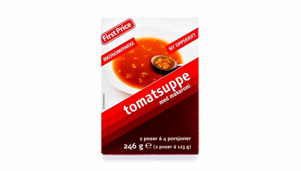 TEST AV POSESUPPE: First Price Tomatsuppe med makaroni.