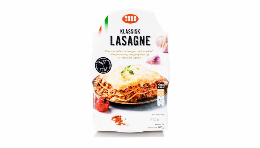 TEST AV FERDIGMAT: Toro klassisk lasagne