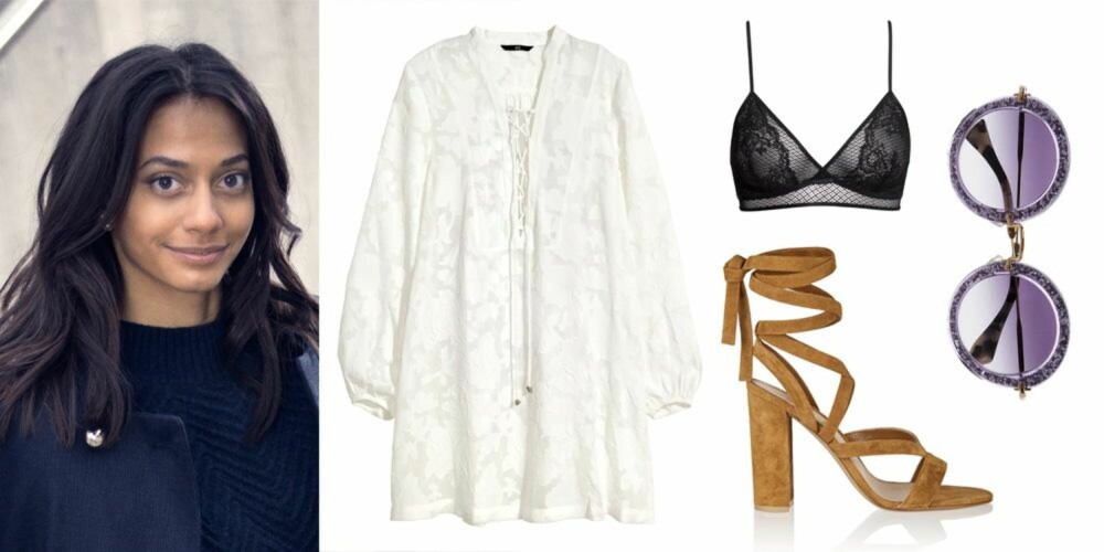 SOFIAS FAVORITTER: Kjole fra H&M, kr 140. BH fra H&M, kr 149. Solbriller fra Miu Miu/Net-a-porter, kr 2552. Sko fra Gianvito Rossi, kr 4800. SOFIAS FAVORITTER: Kjole fra H&M, kr 140. BH fra H&M, kr 149. Solbriller fra Miu Miu/Net-a-porter, kr 2552. Sko fra Gianvito Rossi, kr 4800.