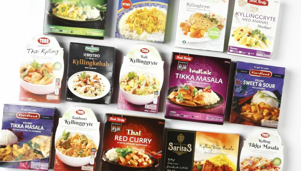 TEST: Klikk Helse har vurdert næringsinnholdet i 14 typer ferdigmiddag med kylling. TEST: Klikk Helse har vurdert næringsinnholdet i 14 typer ferdigmiddag med kylling.