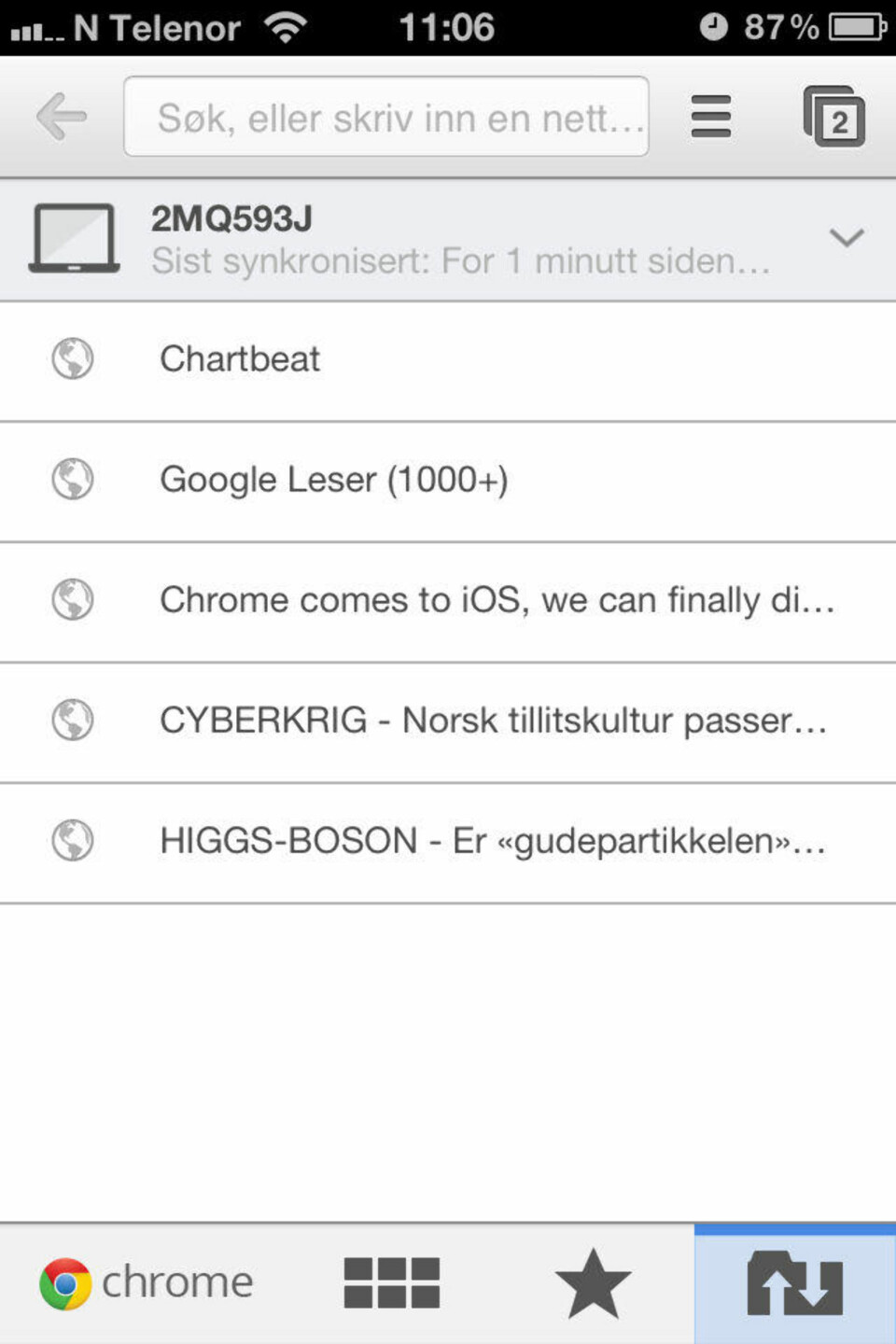 Bytte til Chrome på iPhone?