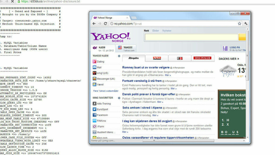 Passordet til 453.000 Yahoo-brukere offentliggjort