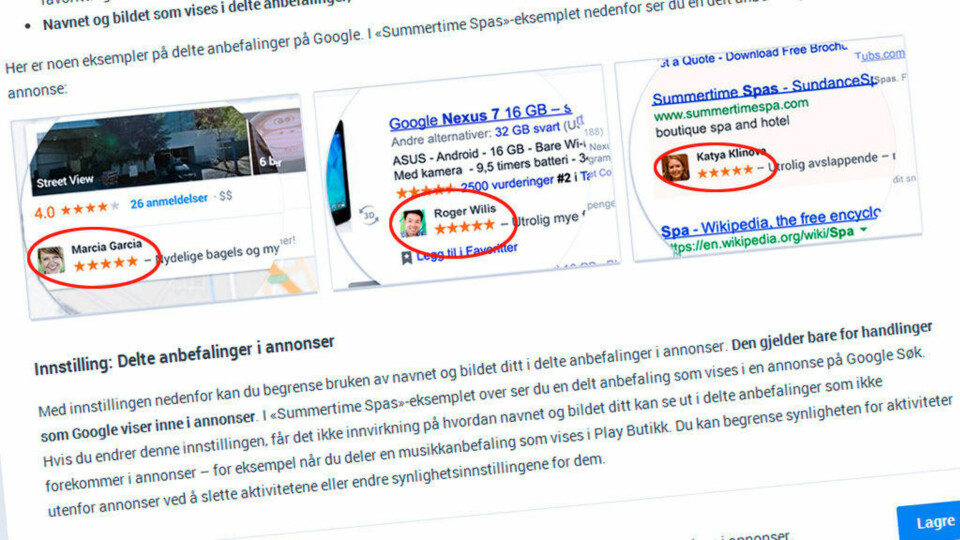 Google vil bruke bilde av deg i reklamer