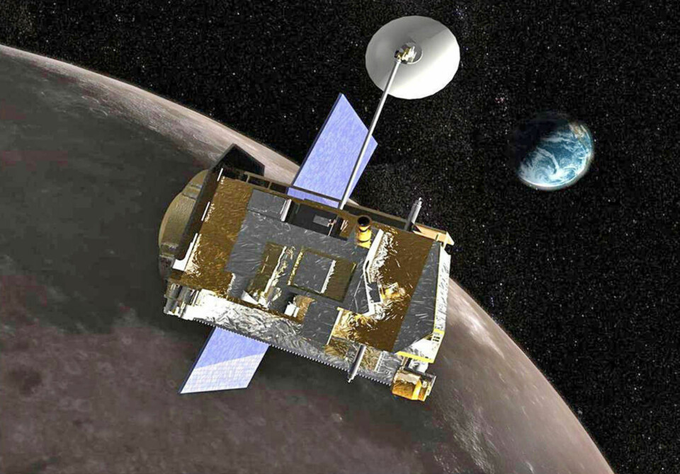Grafisk fremstilling av Lunar Reconnaissance Orbiter i bane rundt månen.