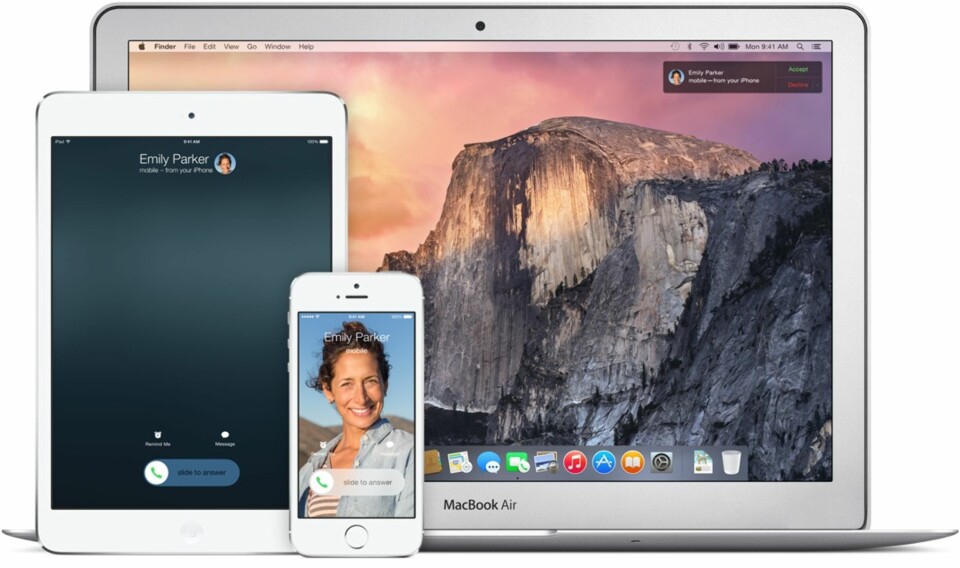 SØMLØST: En av kongstankene til Apple er at alt skal fungere sammen. Med continuity kan en svare på mobilen fra en iPad eller Mac dersom enhetene befinner seg på samme nettverk.