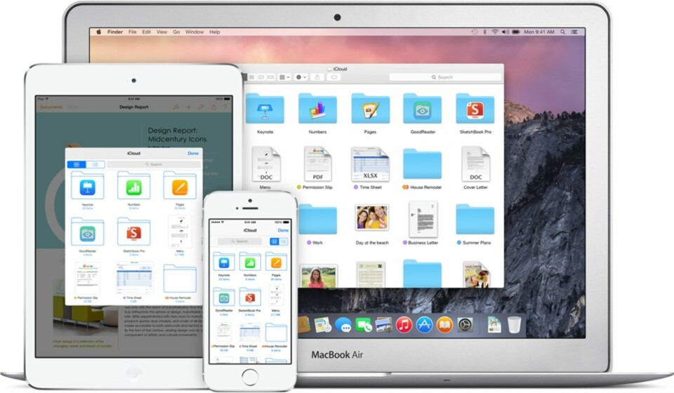 SKYLAGRING: Når du vil laste opp filer til iCloud, drar du dem til iCloud Drive på en Mac med OS X Yosemite eller en PC med Windows 7 eller senere.