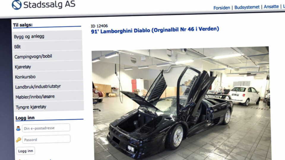Det er ikke mange Lamborghini Diablo i Norge, og prisene pleier å være ganske stive. Nå går imidlertid en bil på auksjon, noe som kan gi en spennende mulighet.
